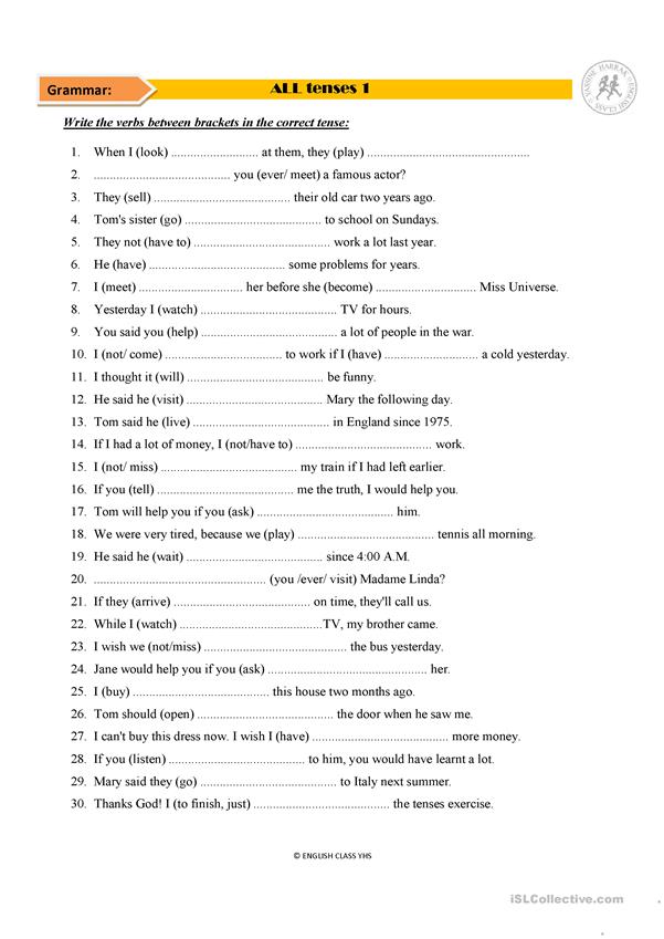 all tenses worksheets pdf